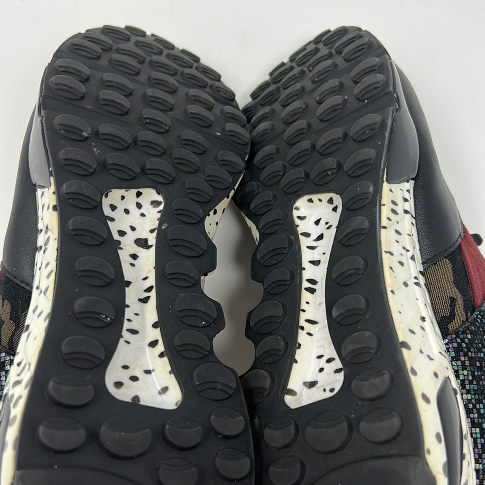Steve Madden Green Camouflage Burgundy White Black Wedge Sneakers Size 8.5 - Picture 9 of 10
